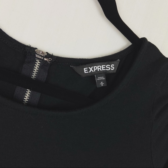 Black Express Zip Back Swing Dress Medium Long - Picture 4 of 5